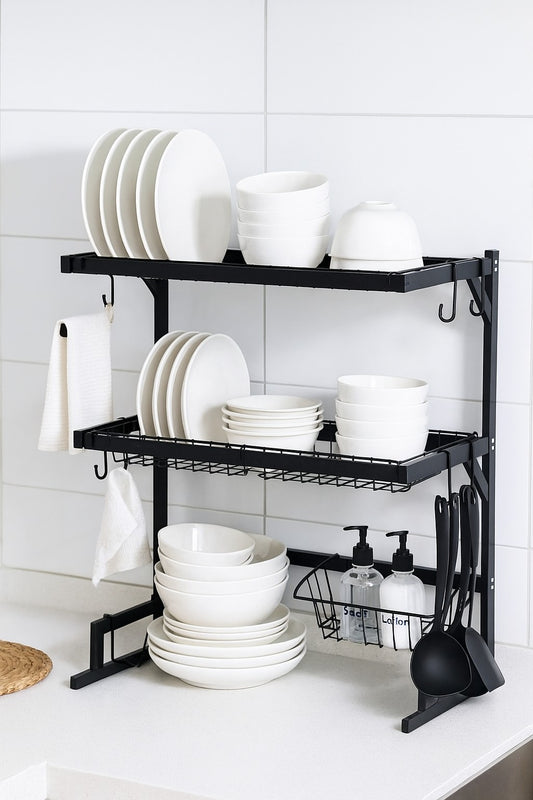 Seca Plato Acero Inoxidable 65cm Escurridor 2 Pisos Zebbris