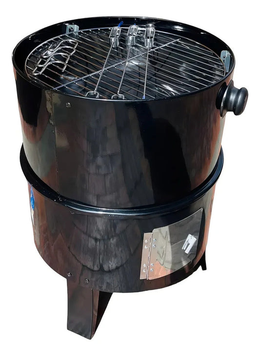 Barril Asador Y Ahumador Para Aire Libre Portátil 3 En 1 Color Negro