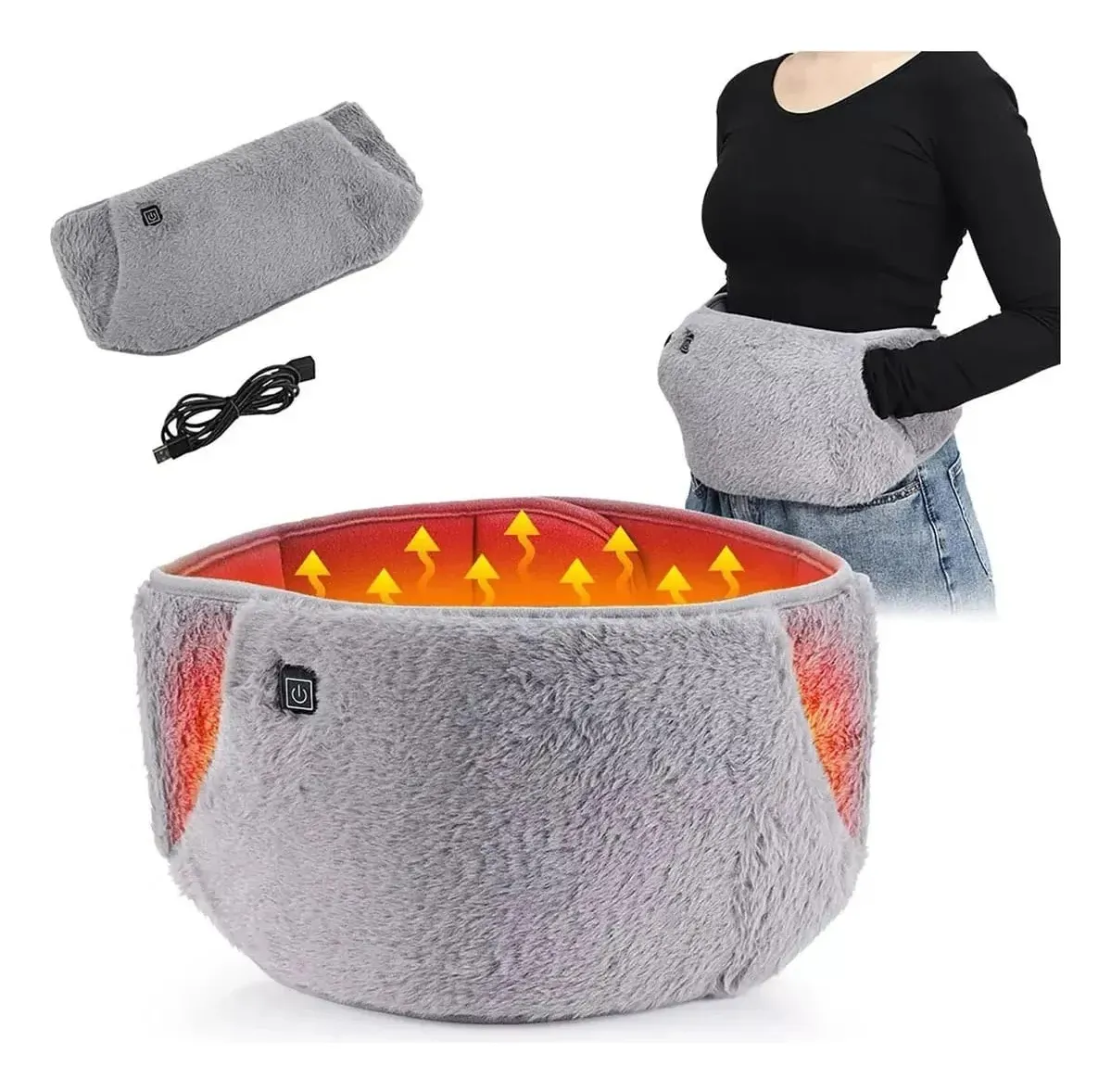 Calentador Zebbris Térmico Cintura Abdomen/ Alivio Menstrual - Gris - M