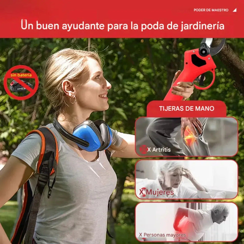Tijera Podadora Jardín Eléctrica Portátil Recargable 56v - Naranja