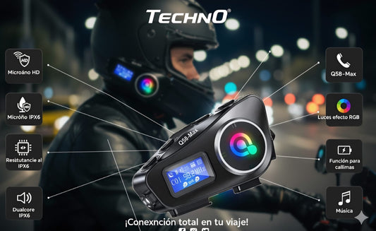 Intercomunicador Q58-max Bluetooth Casco Moto Fm Música 25hr