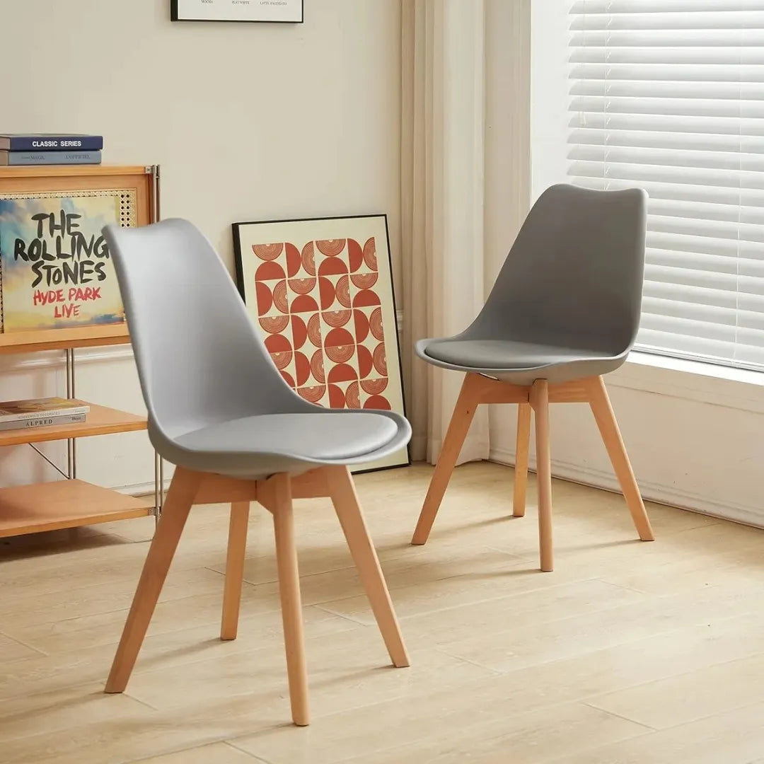 Kit 2 Sillas Eames Acolchada Patas Madera Sala Comedor