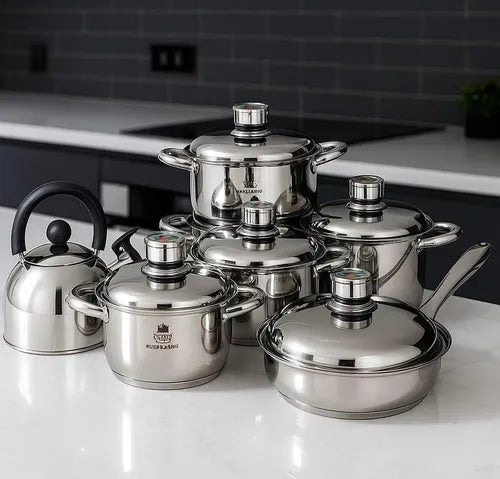 Juego De Ollas En Acero Nobelhome 13 Piezas + Tetera