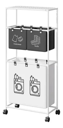 Cesto Canasta Ropa Sucia Lavanderia 2 Niveles Almacenamiento