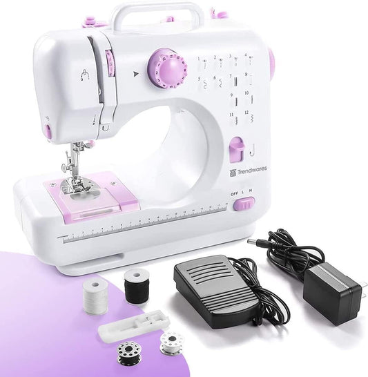Mini máquina de coser portátil Genérica portable color blanco/violeta