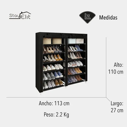 Zapatera Stay Elit SHOE-3 Con Forro Organizador De Zapatos 36pares Desarmable Color Negro