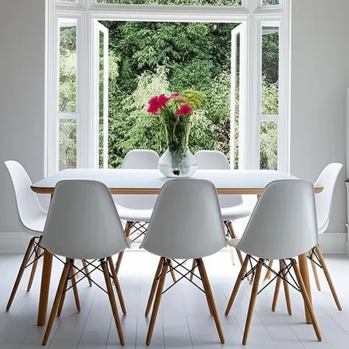 Sillas X 6 Comedor Plastico Patas De Madera Diseño Eames