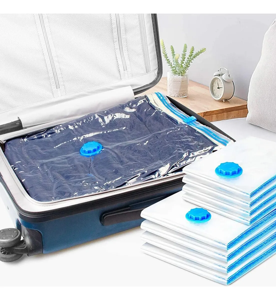 Bolsas Empaque Al Vacio + Vacum Bomba Ahorrador De Espacio