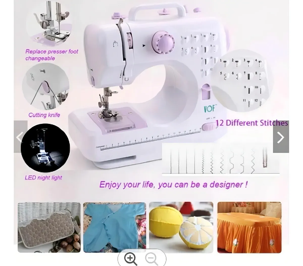 Mini máquina de coser portátil Genérica portable color blanco/violeta