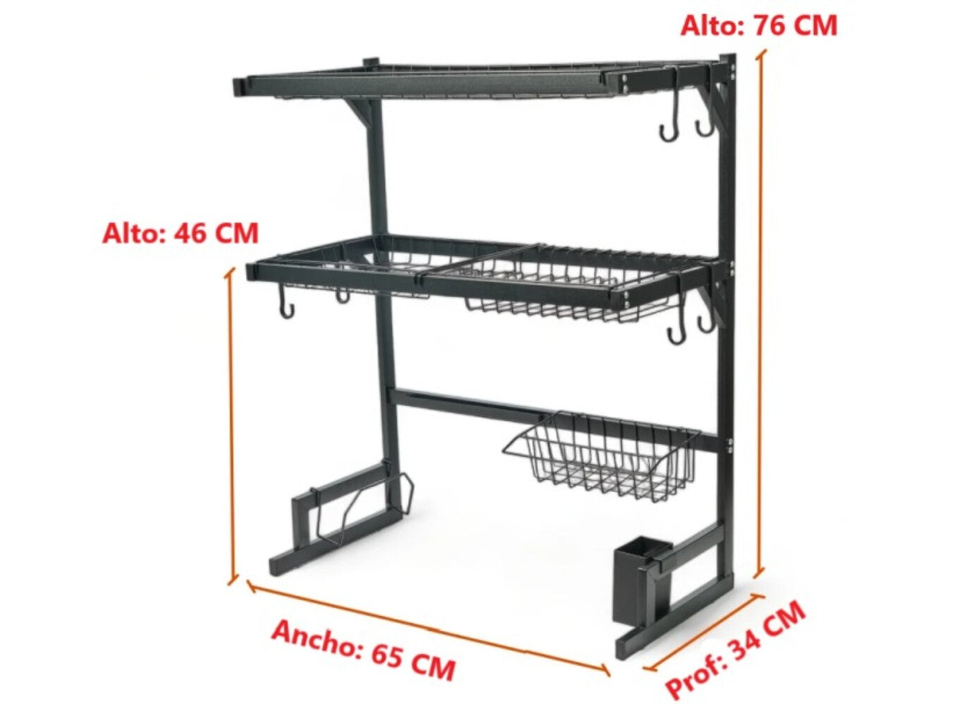 Seca Plato Acero Inoxidable 65cm Escurridor 2 Pisos Zebbris