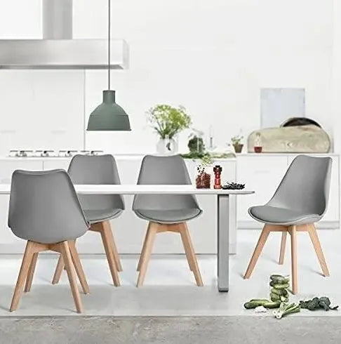 4 Sillas Eames Acolchadas Patas Madera Comoda Moderna