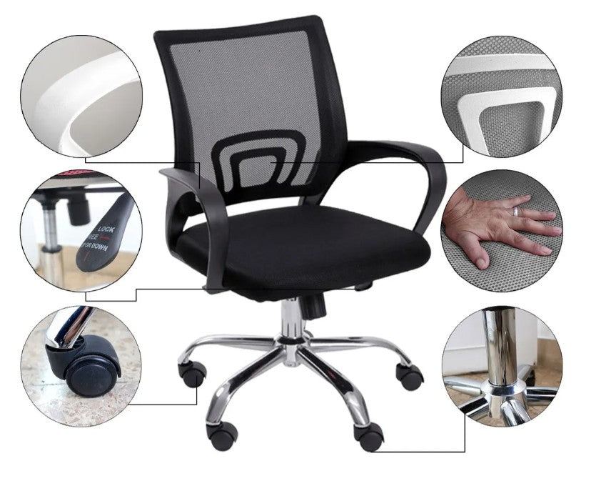 Silla Para Oficina Escritorio Ergonómica Color Negro Material Del Tapizado Mesh