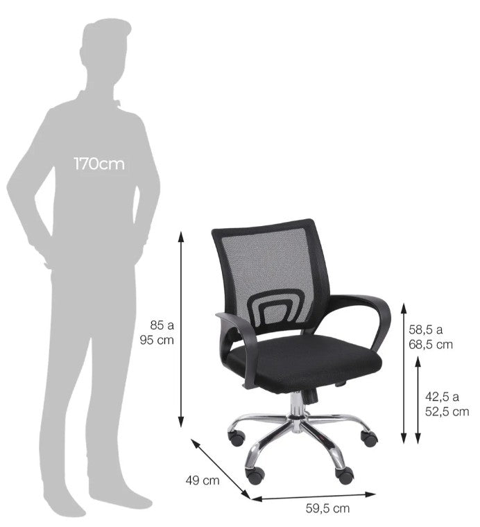 Silla Para Oficina Escritorio Ergonómica Color Negro Material Del Tapizado Mesh