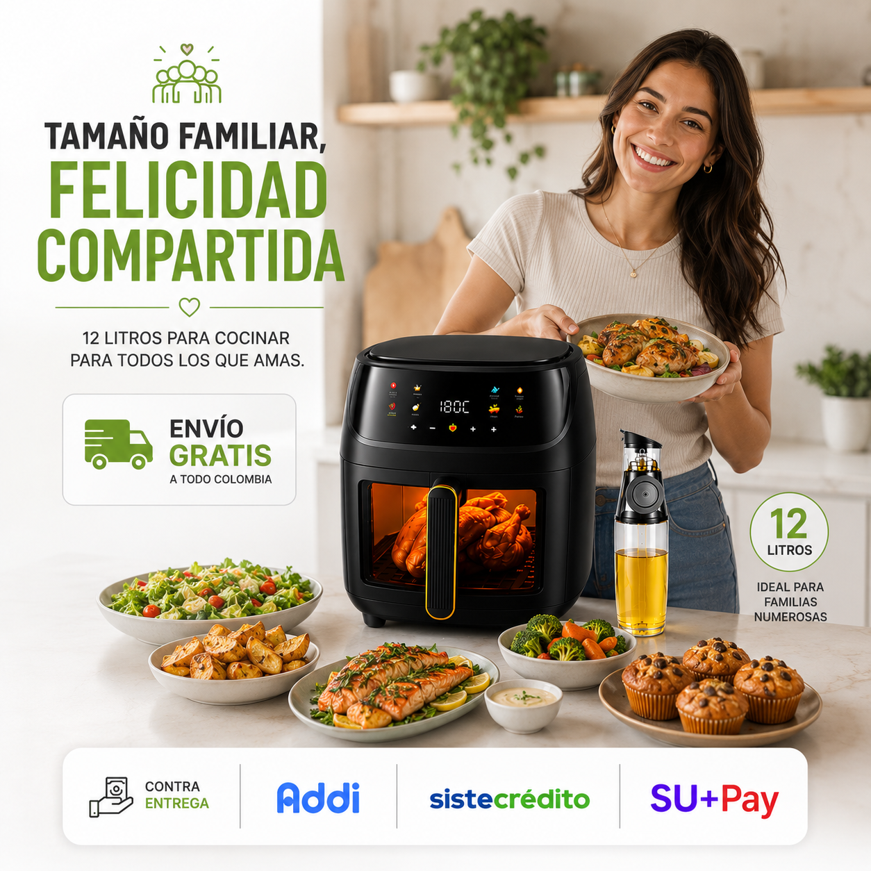 Combo 3 en 1 Freidora 12 Litros +Obsequios