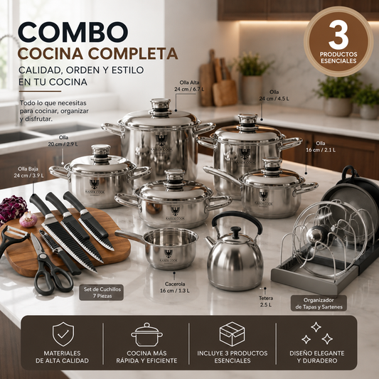 Combo Batería De Ollas 13 Piezas Acero Termostato Maison Cook + Obsequios