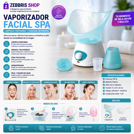 Vaporizador Sauna Facial Limpieza Poros Puntos Negros