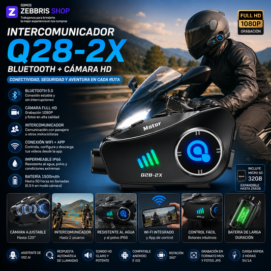 Intercomunicador Zebbris Cámara Hd 1080p Q28-2x 2unidades
