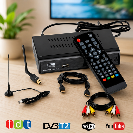 Decodificador Tdt Con Antena Control y Cables