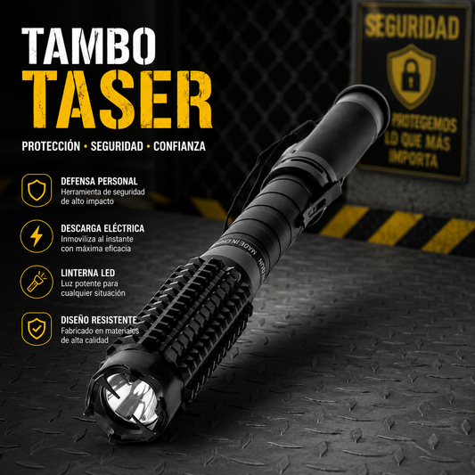 Baston Con Taser Tipo Tambo Linterna Defensa Personal 3 En 1