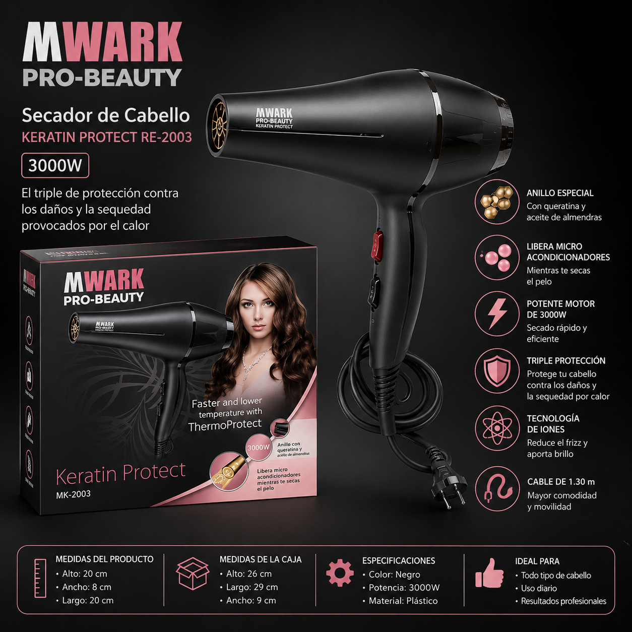 Secador Cabello Remington Keratin Protect 3000 W Re 2003