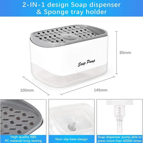 Dispensador De Jabon Liquido Lavaplatos Con Esponja Soporte Color Blanco