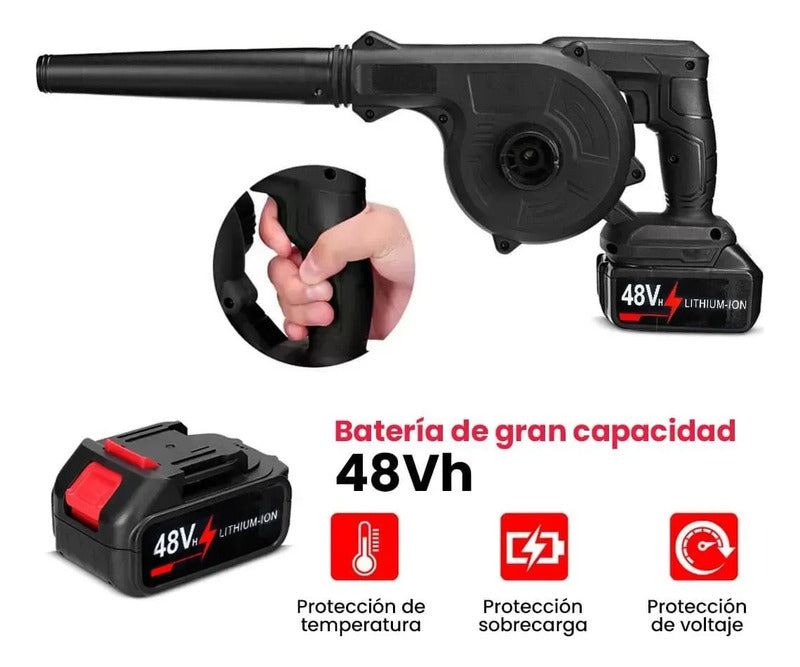 Sopladora Aspiradora Inalámbrica Profesional 2 Baterias - Negro