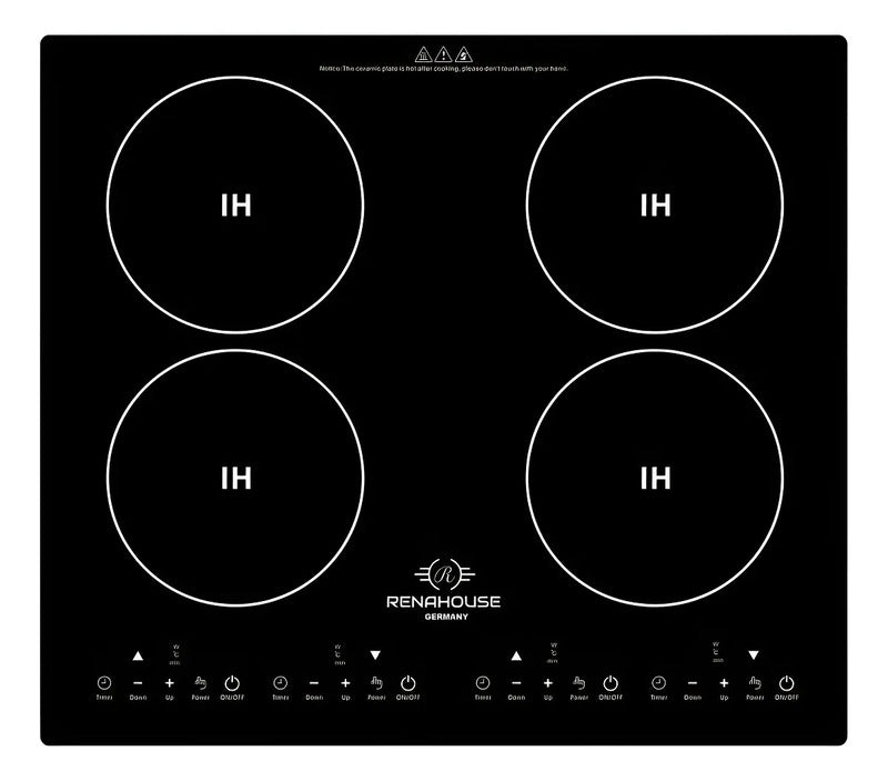 Estufa De Inducción 3600w Renahouse Germany 4 Puestos Color Negro