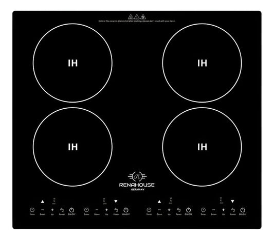 Estufa De Inducción 3600w Renahouse Germany 4 Puestos Color Negro