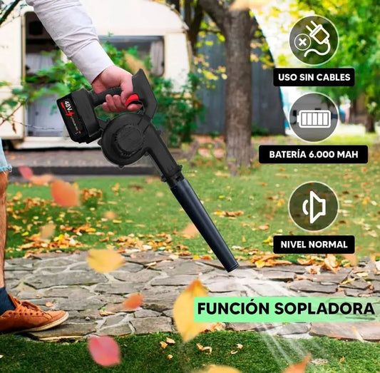 Sopladora Aspiradora Inalámbrica Profesional 2 Baterias - Negro