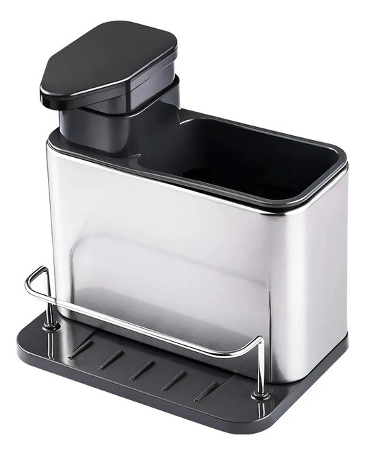 Dispensador De Jabón Zebbris 3 En 1 Soporte Para Esponja - Gris