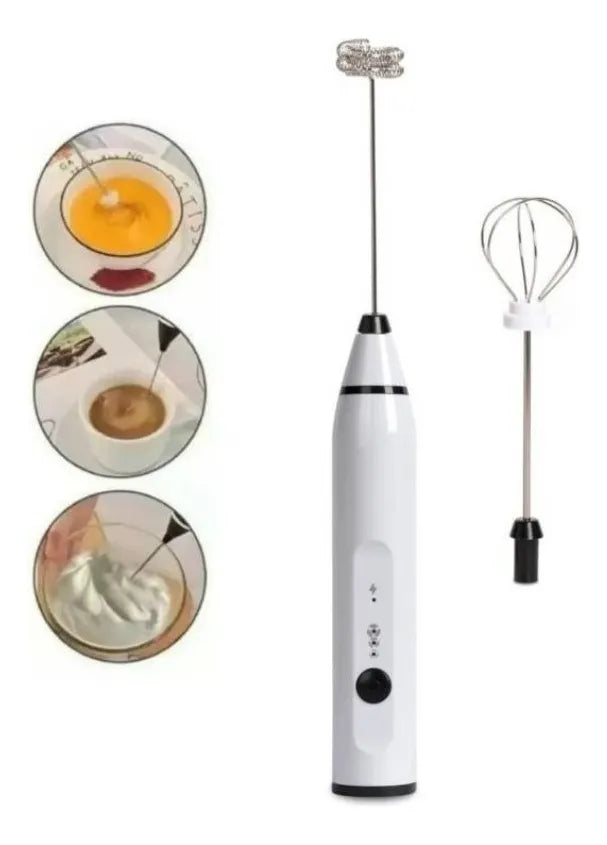 Batidor Eléctrico Recargable 3 Velocidades 2 Puntas Cocina Color Negro