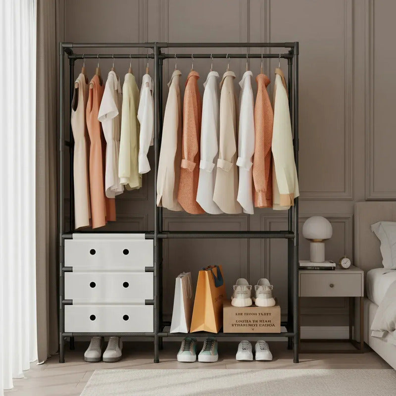 Closet Perchero Zebbris 2 Cuerpos De Lujo - Negro - Negro