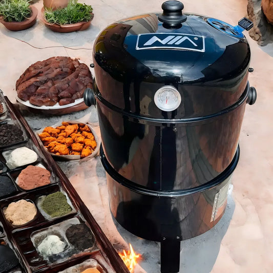 Barril Asador Y Ahumador Para Aire Libre Portátil 3 En 1 Color Negro