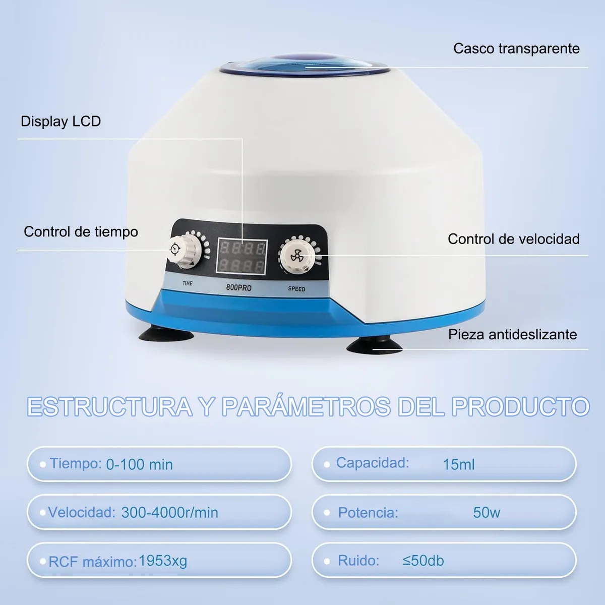 Máquina Centrífuga De 4000 Rpm, 15 Ml X 6 Centrífugas, PRP Centrífuga Eléctrica con Pantalla LCD Digital, Control de Tiempo y Velocidad, 110V Blanca