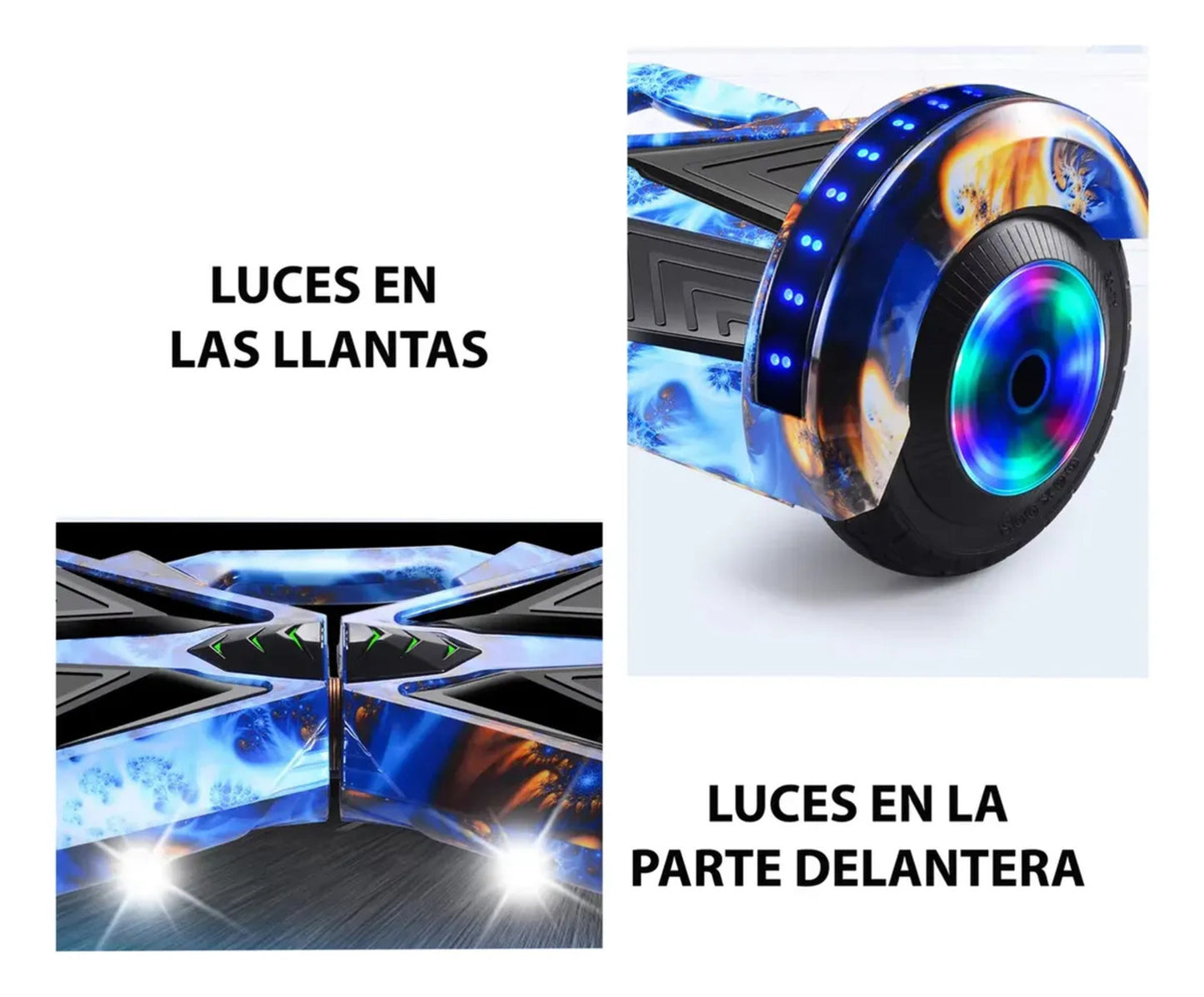 Malumeta Zebbris Scooter Llantas 8 Pulgadas Bluetooth Luces - Azul