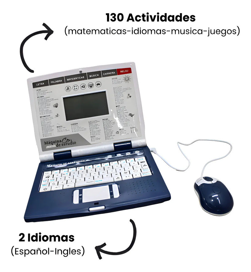 Computador Didáctico Bei Tian Infantil 130 Funciones Inglés Español Azul 3-10 Años
