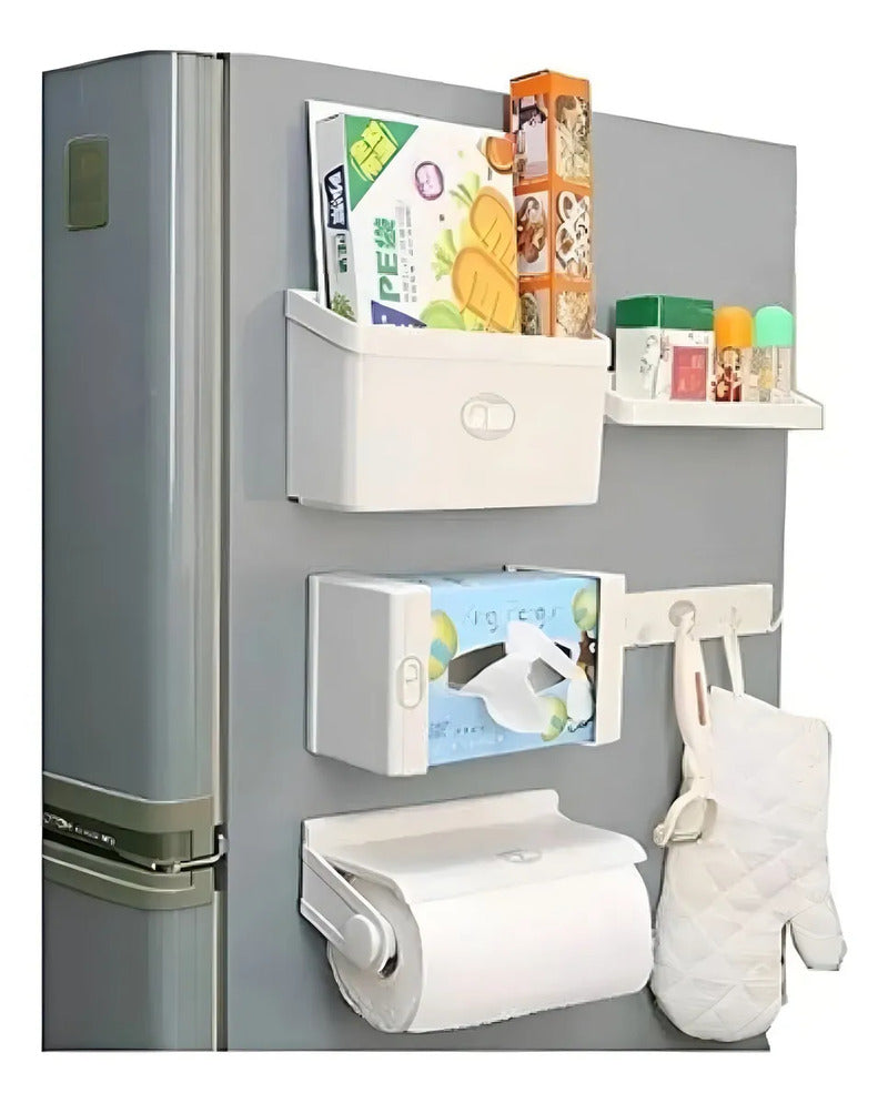 Organizador Cocina Magnetico De Nevera 5 Piezas Dispensador Color Blanco