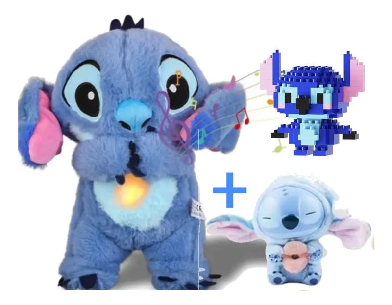Combo Zebbris 3 En 1 Stich +llavero+lego+peluche Proyector - Azul