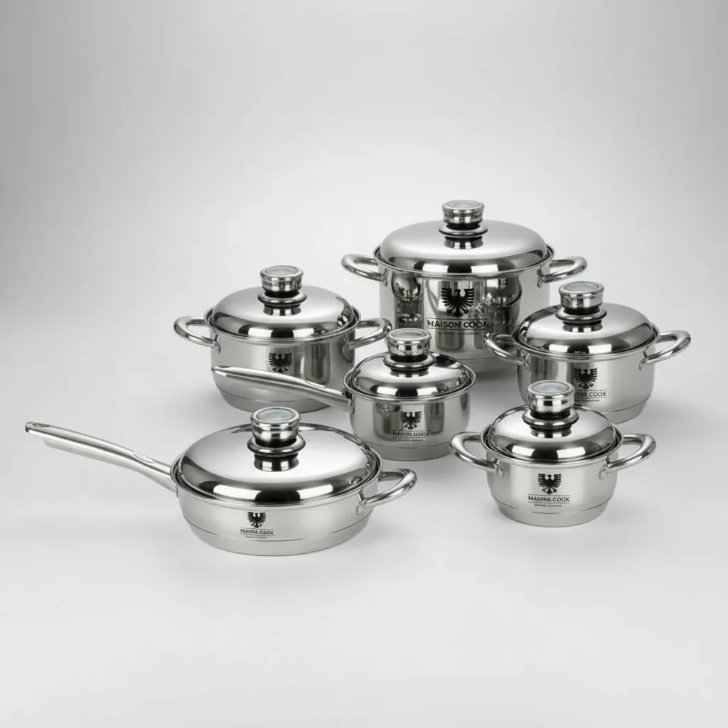 Batería De Ollas Maison Cook 12pz Acero Quirúrgico Inducción