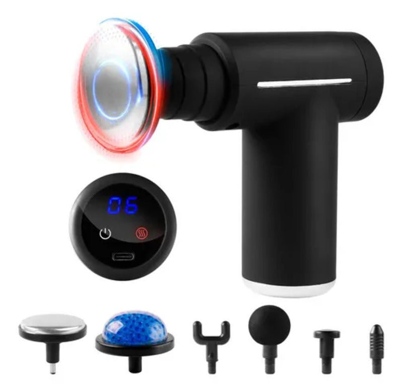 Pistola Masajeadora Massage Gun Percutora 6 Niveles Calor Frío Recargable USB