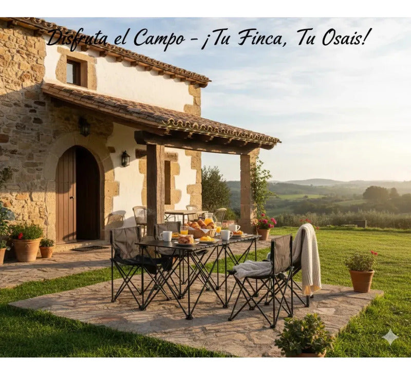 Mesa Zebbris Camping Picnic Jardin 4 Sillas Bancos Kit 5pcs - Negro