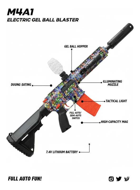 Rifle Zebbris De Hidrogel Juguete M416 Con Luz Y Humo