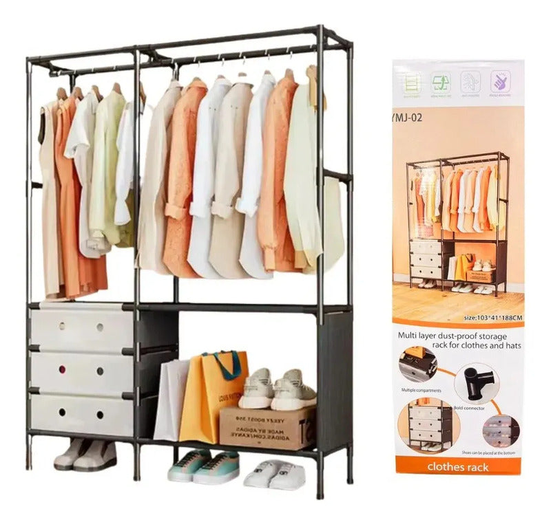 Closet Perchero Zebbris 2 Cuerpos De Lujo - Negro - Negro