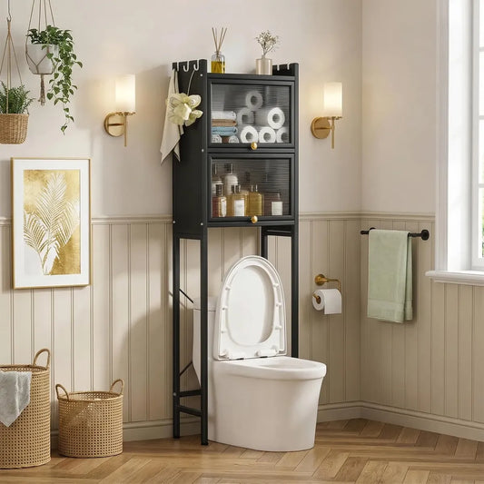 Organizador De Baño Estantería Zebbris Ahorrador De Espacio Negro