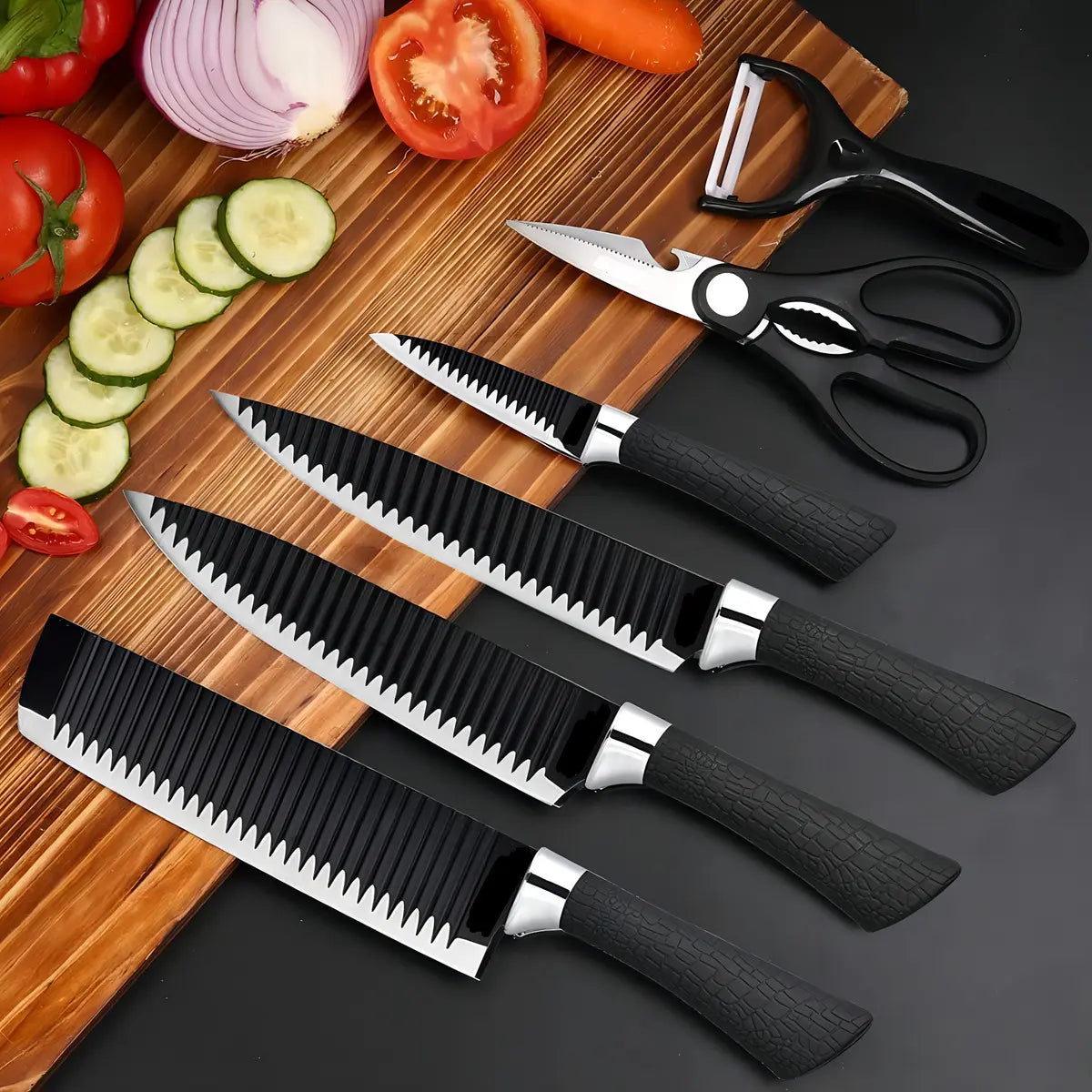 Juego Cuchillos Acero Inoxidable Pelador Cerámico Cocina X 6