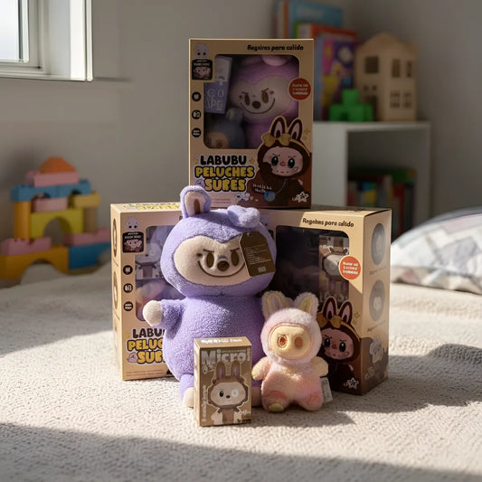 Combo Zebbris 3 En 1 Labubu Respira Llavero+lego+peluche - Gris