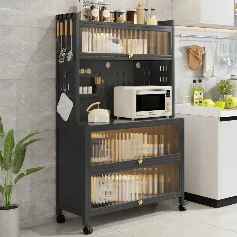 Organizador Cocina Multiusos Gabinete Metal Aparador Mueble Negro