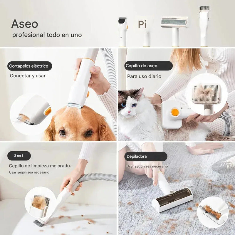Kit Cepillo Zebbris Secador Aspiradora Perros Gastos Mascota - Amarillo