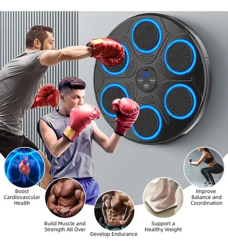 Máquina De Boxeo Zebbris Musical Tablero Fit Con Guantes