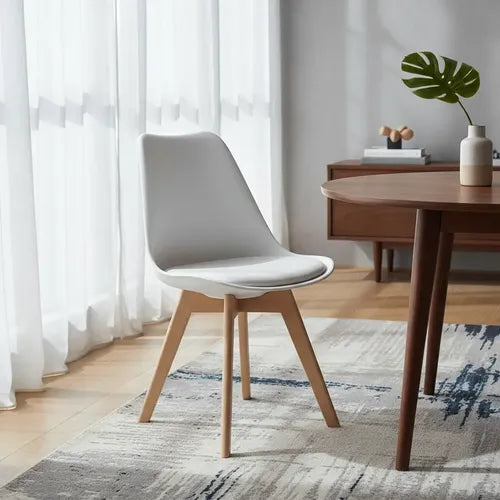 Silla Eames Con Asiento Acolchado Comedor Color Blanco